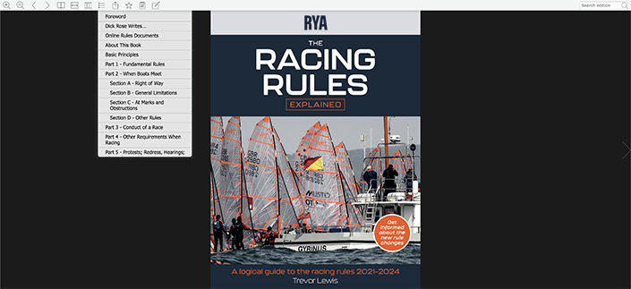 Screenshot showing the Online Access feature available for viewing RYA eBooks
